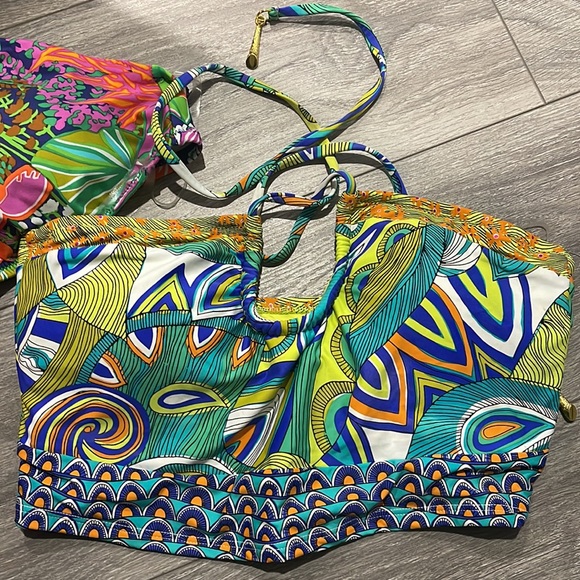 Lot of 2 Trina Turk Halter padded Bikini Halter String tops size 10 12 - Picture 11 of 11